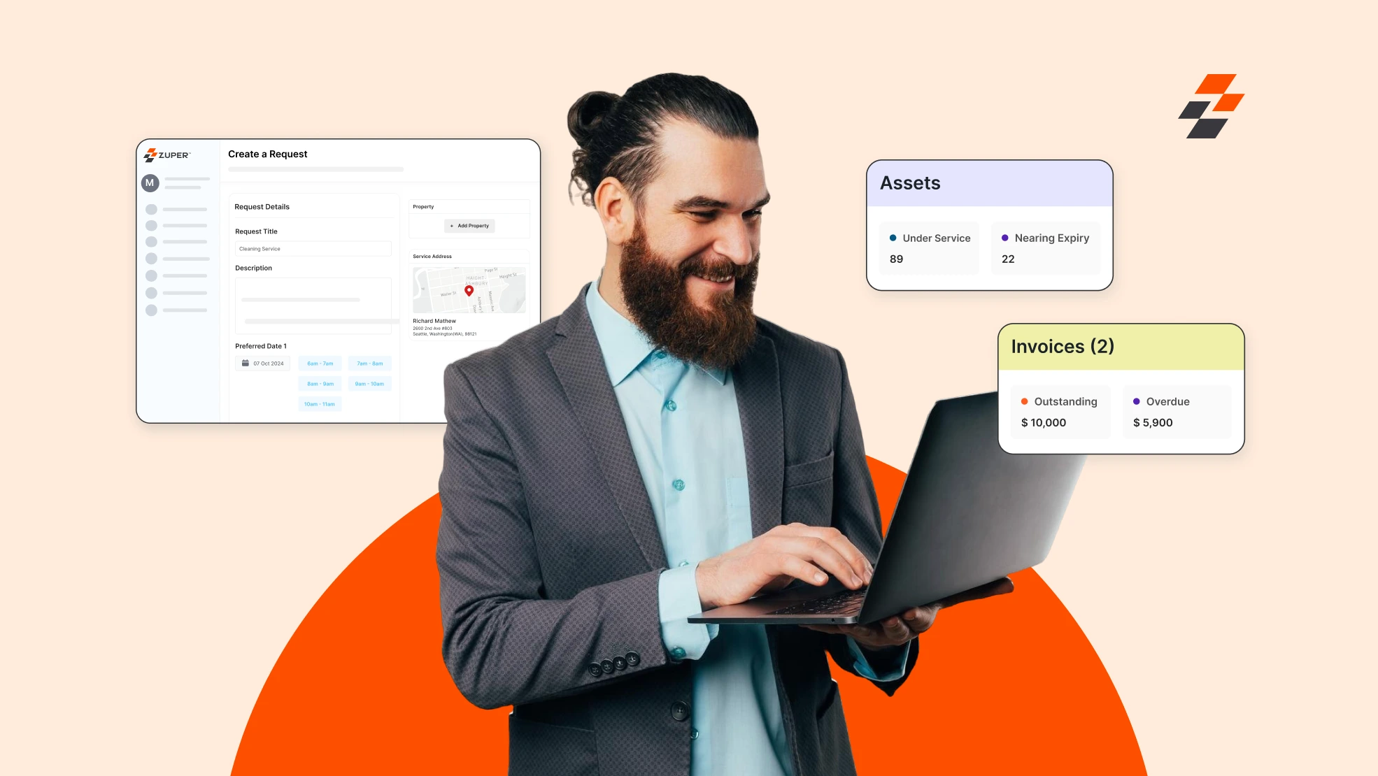 Zuper customer portal dashboard