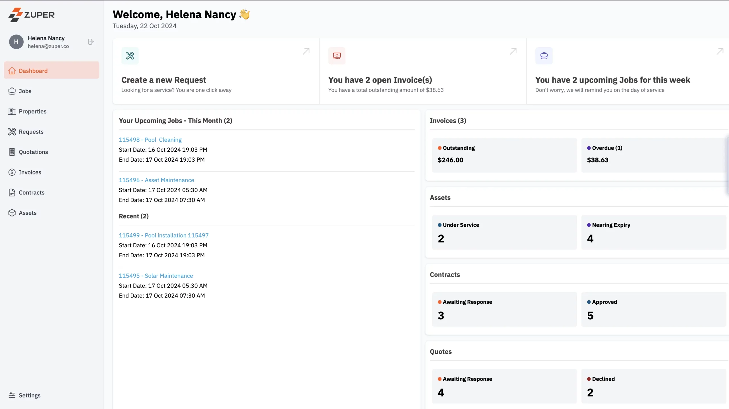 Zuper customer portal product tour preview